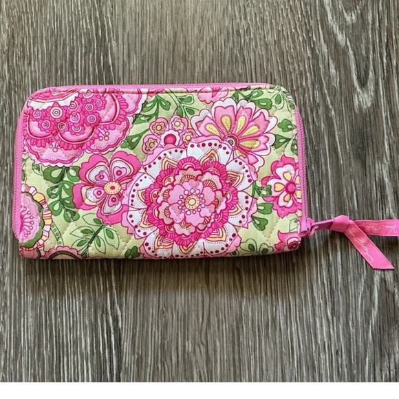 Vera Bradley Handbags - Vera Bradley Petal Pink Quilted Zip Around Wallet Floral Print Small Wallet